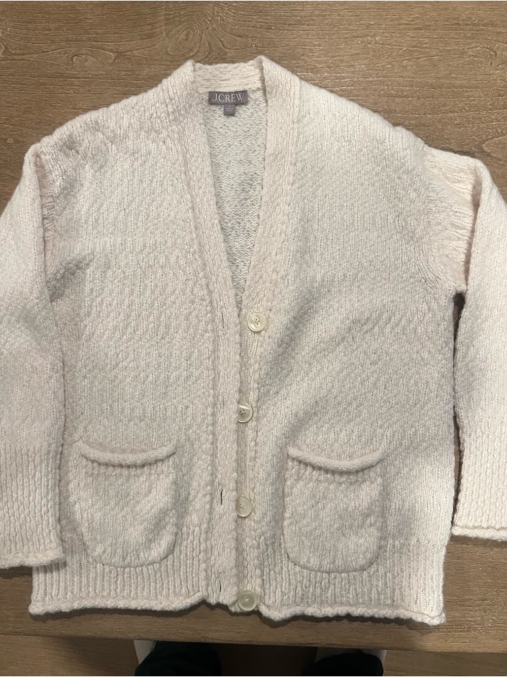 J. Crew Women's Light Cream Button-Front Cozy Cardigan - oversized